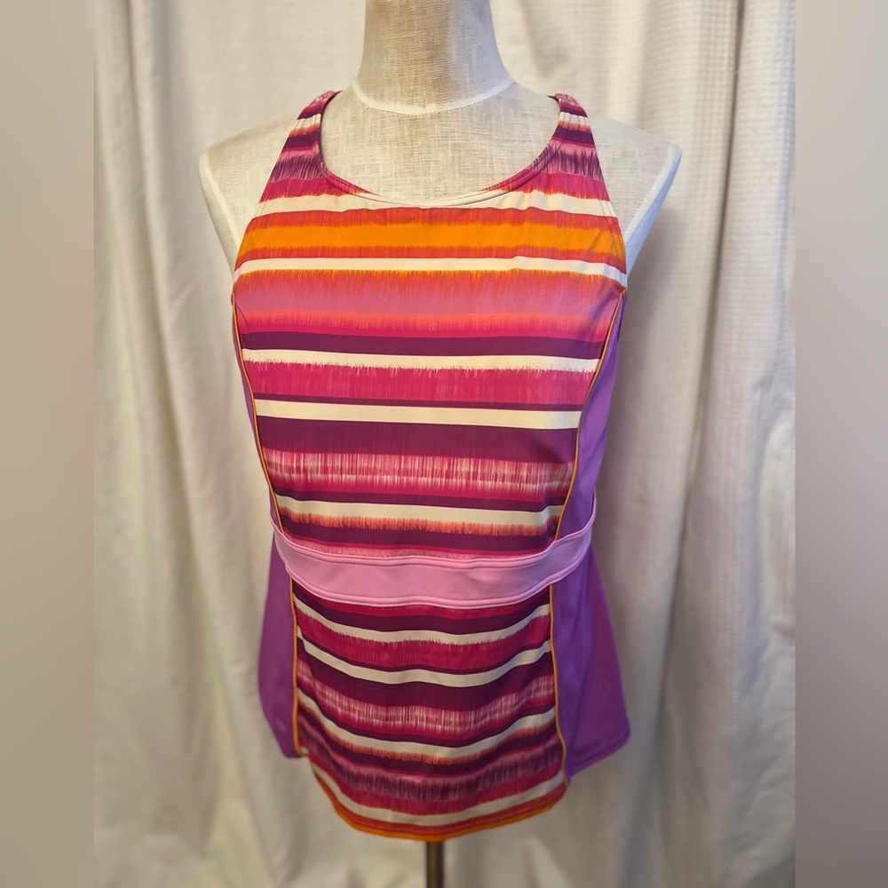 Lands’ End racer back tankini swim top NWOTG attached bra